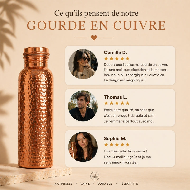 Gourde en Cuivre – Selvori™ | L’Eau Purifiée Naturellement, Sans Plastique