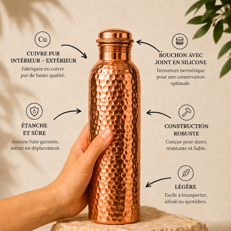 Gourde en Cuivre – Selvori™ | L’Eau Purifiée Naturellement, Sans Plastique